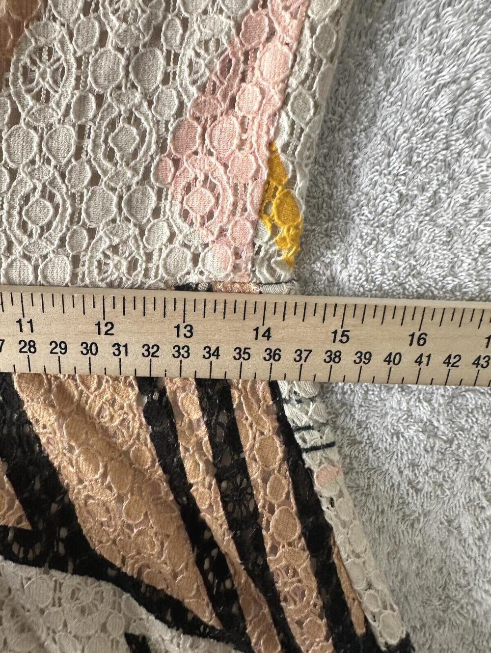 Anthropologie Weston Weston Lace Fit & Flare Dress Geometric Print Cap Sleeve- M - Picture 8 of 10